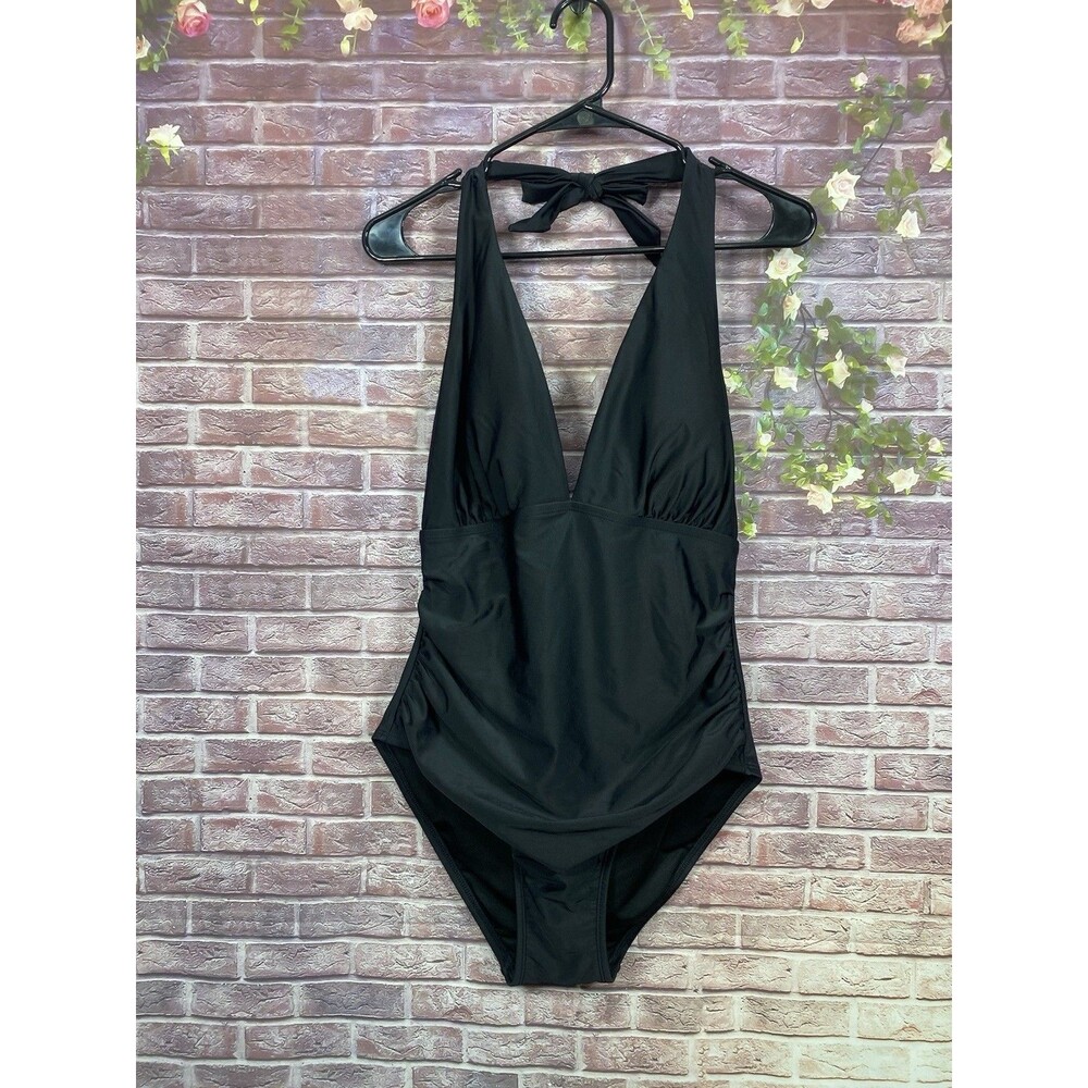DKNY Women's Large Swimsuit One Piece Tummy Control Halter Neckline Bathing Suit - Picture 5 of 10
